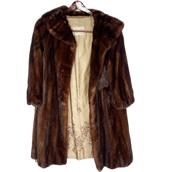 Vintage Truppa Furs Chicago Womens Brown Medium Fur Coat FLAWED Ripped Lining - Picture 1 of 14